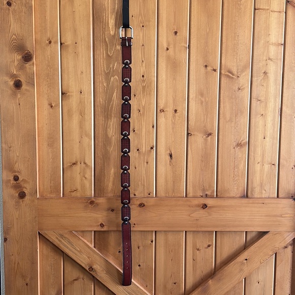 Fossil Genuine leather Belt Brass / Silver Buckle hardware embossed sz Medium - Picture 12 of 16